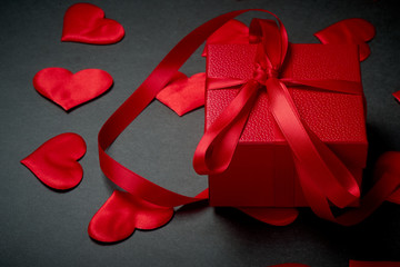Valentine's day, a Declaration of love. Red box with a gift to your loved one.