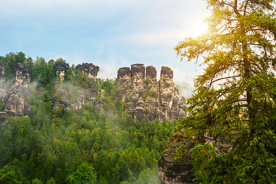 National park Saxon Switzerland, Germany: View from viewpoint of Bastei
