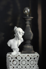 Decoration in interior, plaster statue