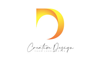 Purple D Logo Letter Design Icon. Creative Yellow Design of D Letter