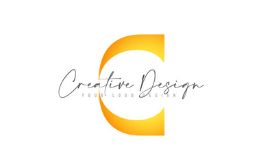 C letter Icon Design with Black Yellow Colors and Creative Modern Cut.