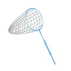 Butterfly net to catch butterflies on a white background. Metal net trap for butterflies.