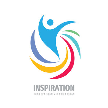 Inspiration creative logo design. Positive human concept sign. Sport fitness health care logo symbol. Happiness decorative logo icon. Vector illustration. 