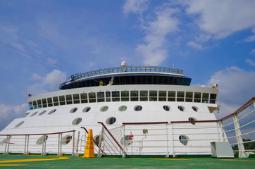 Detail and close up of bridge and superstructure of modern Celebrity Cruises cruiseship or cruise...