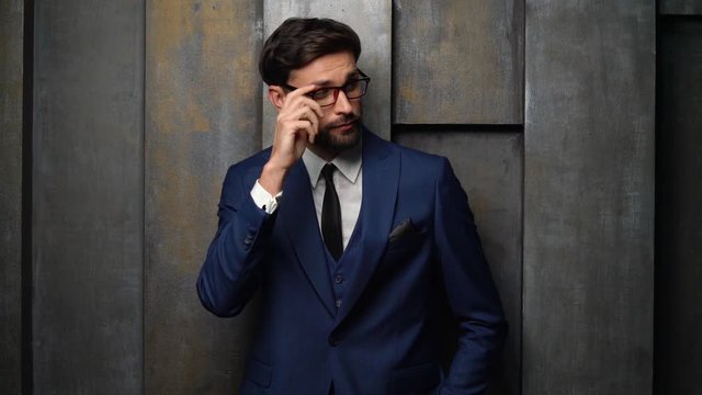 full hd video of young handsome stylish businessman - 4x slow motion