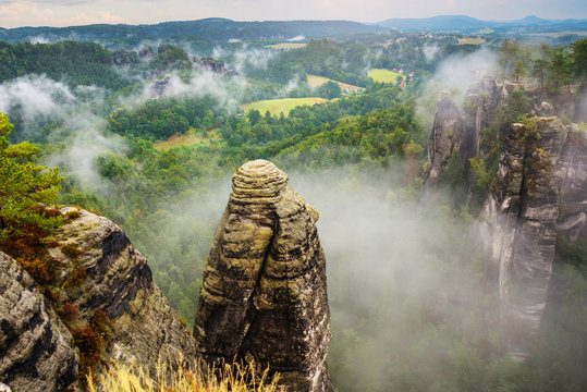 National park Saxon Switzerland, Germany: View from viewpoint of Bastei