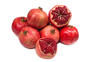 Sweet pomegranate isolated on white background.
