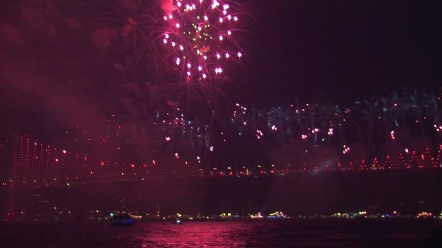 fireworks exploding at night 