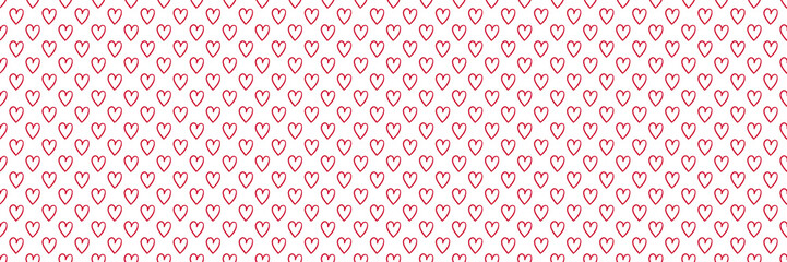 Hand drawn background with simple hearts. Seamless wallpaper on surface. Print for your design