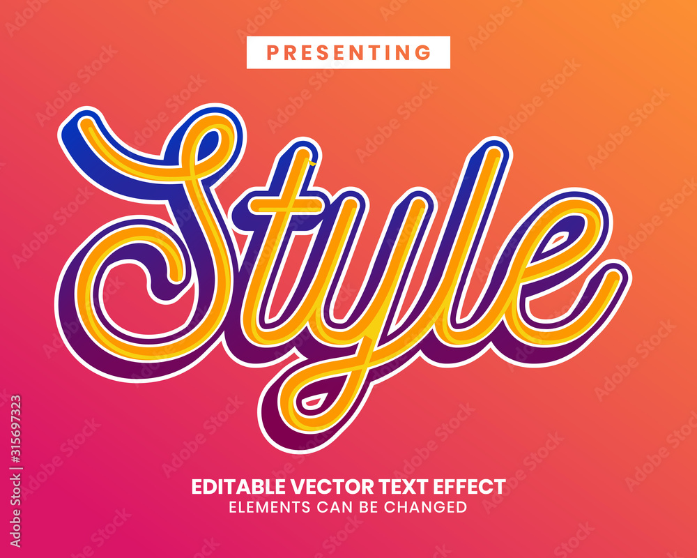 Poster vibrant color script font editable text effect