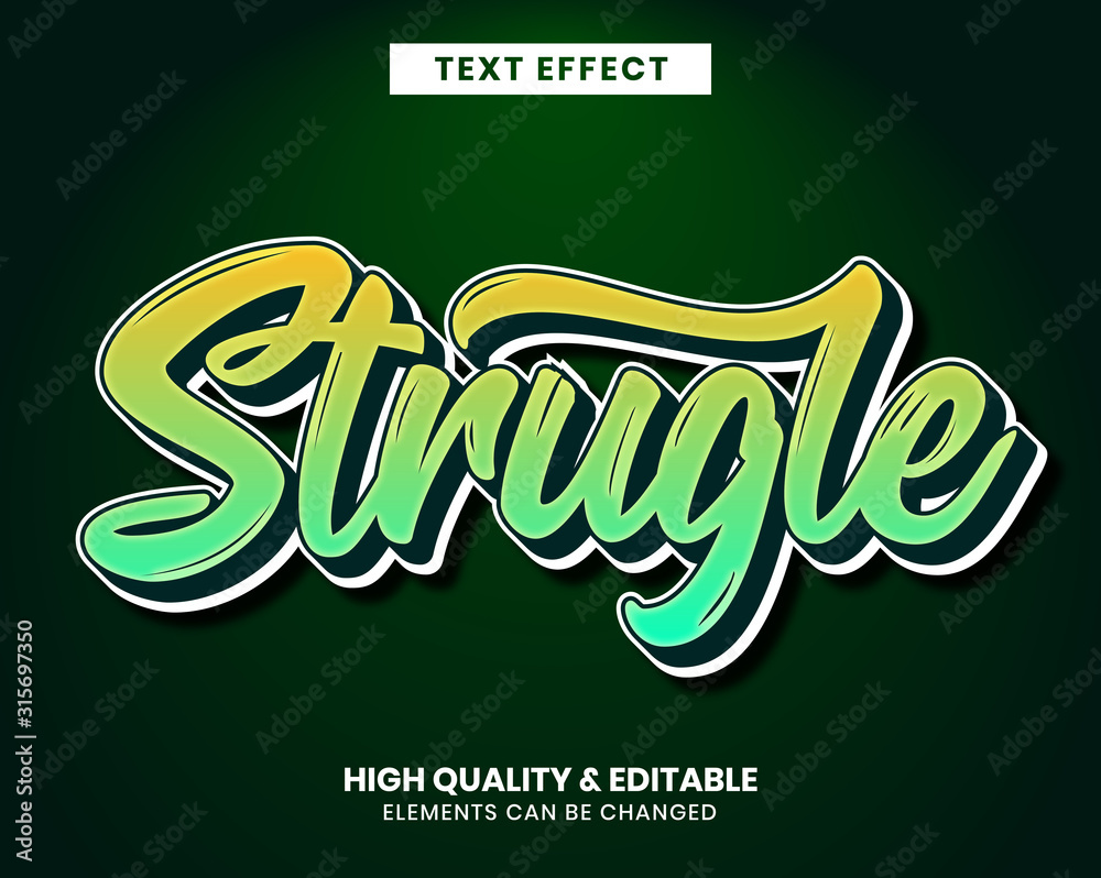 Poster vibrant color script font editable text effect
