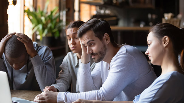 Disappointed young people frustrated by team losing