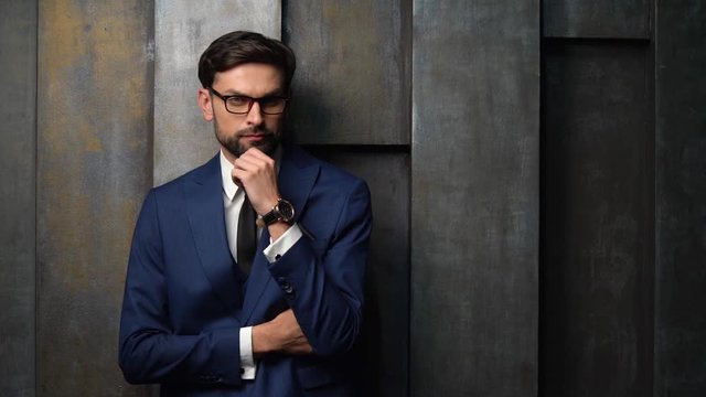 full hd video of young handsome stylish businessman - 4x slow motion
