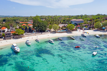 Aerial from Mushroom harbor on Nusa Lembongan Bali Indonesia © Nataraj