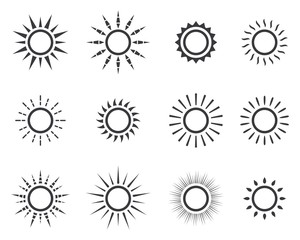 suns icon collection on white background, sun symbol. vector Illustration