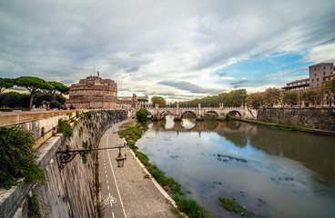 Castel Sant'Angelo, in Rome, Italy - Panoramic View