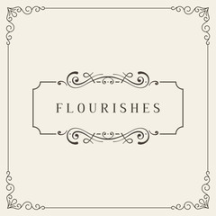 Vector greeting card. Retro wedding invitations template, advertising or other design and place for your text. Vintage Banner with flourishes frame