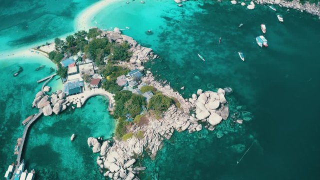 Aerial drone view of beautiful Koh Tao island in Thailand