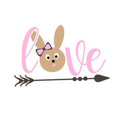 Love bunny Happy Easter with rabbit