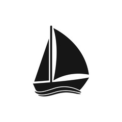 Vector illstration of boat icon. Flat design. Isolated.