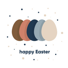 Happy Easter. Vector set of pastel colors stylish decorative eggs. Flat style illustration. Greeting card template. - 315702987