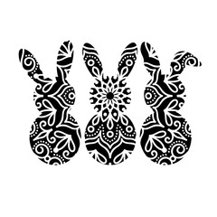  Mandala Zentangle Bunny squad Happy Easter decor digital files