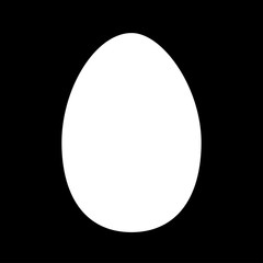 Vector Egg shape silhouette isolated on black background. Flat icon. Beautiful template for your design. Easter element. Stencil.