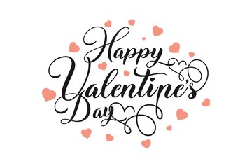 Fototapeta premium Valentines day background with heart pattern and typography of happy valentines day text . Vector illustration. Design template celebration.