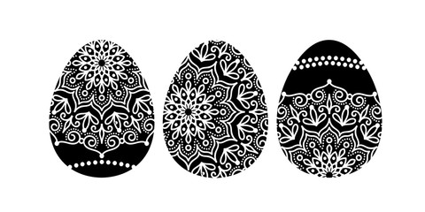 Zentangle eggs clipart Mandala Happy Easter signs
