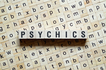 Psychics word concept on cubes