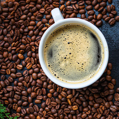 healthy breakfast coffee and sandwich, (delicious snack) menu concept. food background. top view. copy space