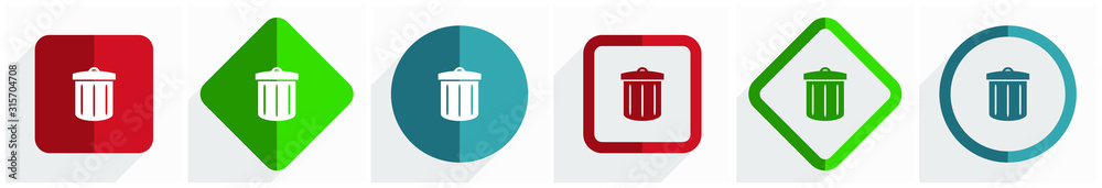 Poster Recycle icon set, flat design vector illustration in 6 options for webdesign and mobile applications in eps 10