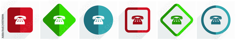 Poster Phone icon set, flat design vector illustration in 6 options for webdesign and mobile applications in eps 10