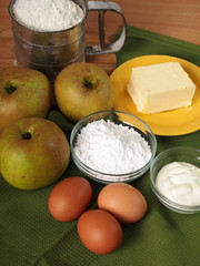 Ingredients to make apple pie. Making Apple Pie Tart Series.