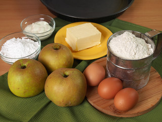 Ingredients to make apple pie. Making Apple Pie Tart Series.