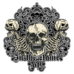 Gothic coat of arms with skull, grunge vintage design t shirts