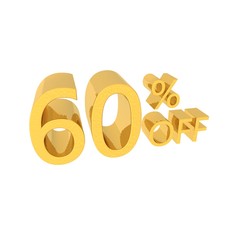 60% off, discount banner, element. 3d illustration.