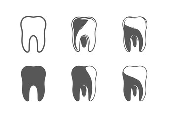 Set of teeth isolated on a white background