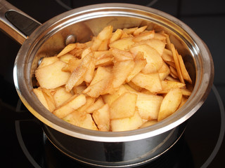 Boil apples in pan. Making Apple Pie Tart  Series.