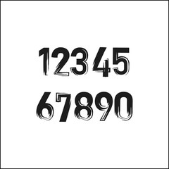 Set of numbers drawn by brush isolated on a white background. 