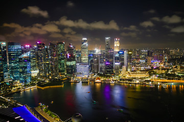 Fototapeta na wymiar Aerial View of the Singapore Skyline at night
