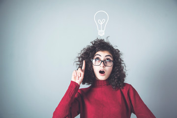 thinking women head bulb