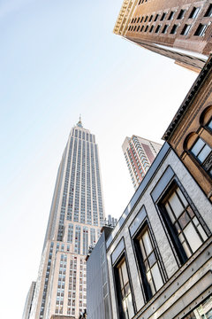 USA, New York, New York City, Low angle view of Empire State Building