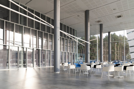 Sitting area at a modern building, Vilnius, Lithuania