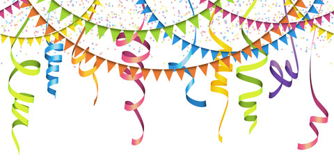 seamless colored confetti, streamers and garlands background