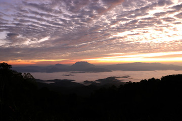 The sky had thick gray clouds. And fog in the morning