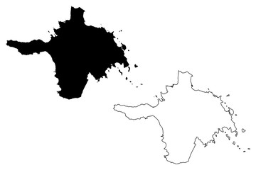 Hiiu County (Republic of Estonia, Counties of Estonia) map vector illustration, scribble sketch Hiiumaa island map