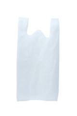 Eco-friendly white bag with fabric handles. White isolate.