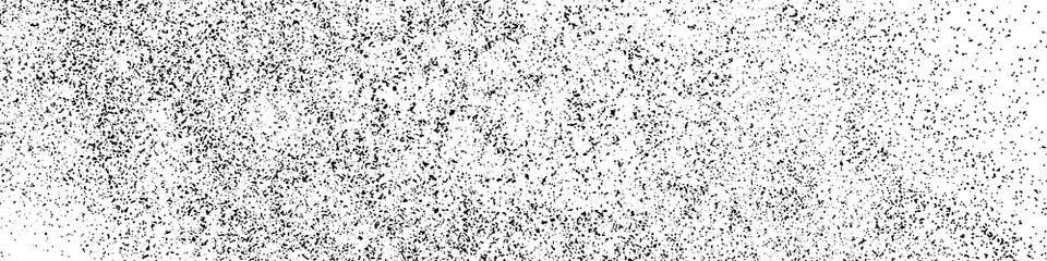 Black Grainy Texture Isolated On White Background. Dust Overlay. Dark Noise Granules. Wide Horizontal Long Banner For Site. Vector Design Elements, Illustration, EPS 10.