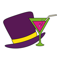 Isolated hat and cocktail vector design